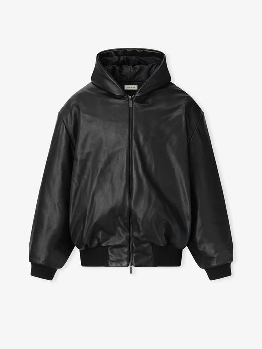 Fear of God Leather Hooded Bomber Jacket