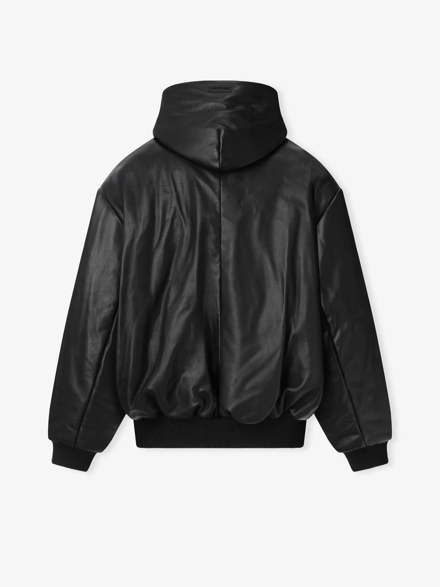 Fear of God Leather Hooded Bomber Jacket